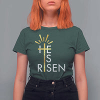 He Is Risen T Shirt For Women Christian Easter Day Religious Bible Verse Cross