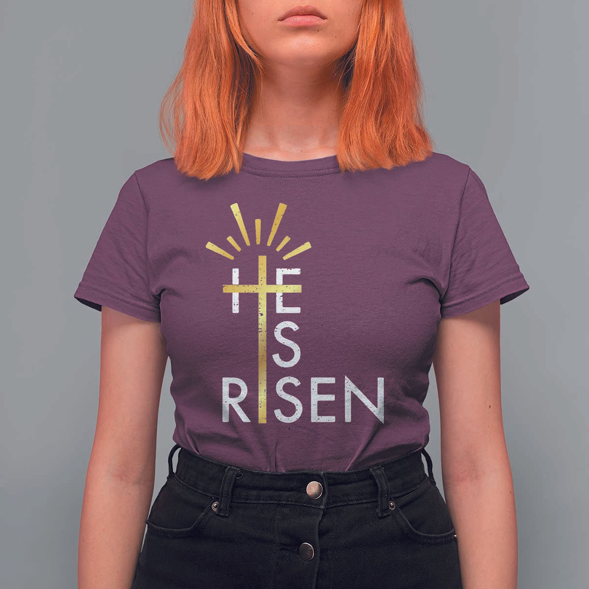 He Is Risen T Shirt For Women Christian Easter Day Religious Bible Verse Cross