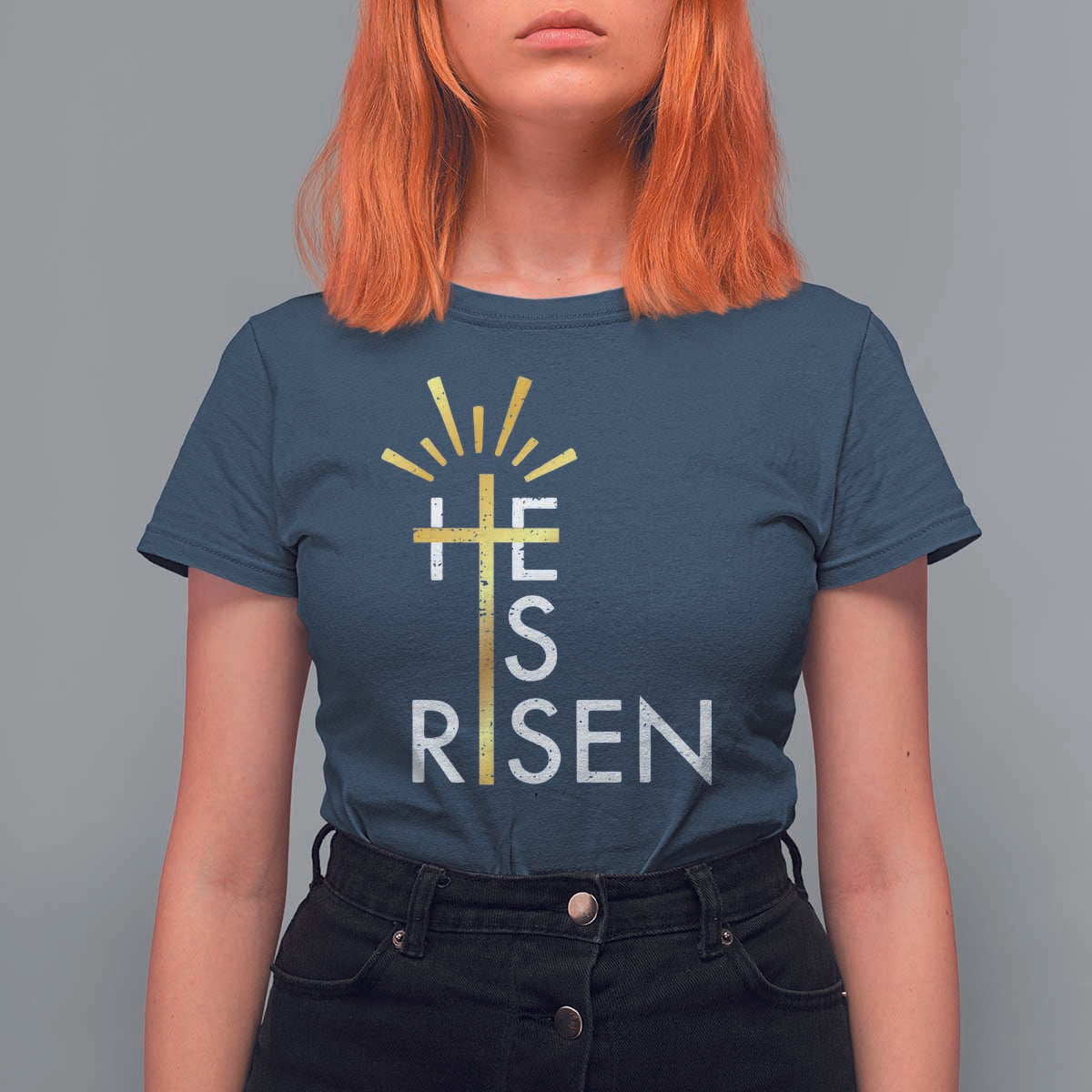 He Is Risen T Shirt For Women Christian Easter Day Religious Bible Verse Cross