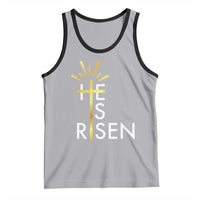 He Is Risen Tank Top Christian Easter Day Religious Bible Verse Cross