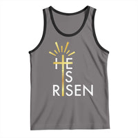 He Is Risen Tank Top Christian Easter Day Religious Bible Verse Cross