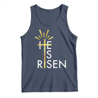 He Is Risen Tank Top Christian Easter Day Religious Bible Verse Cross