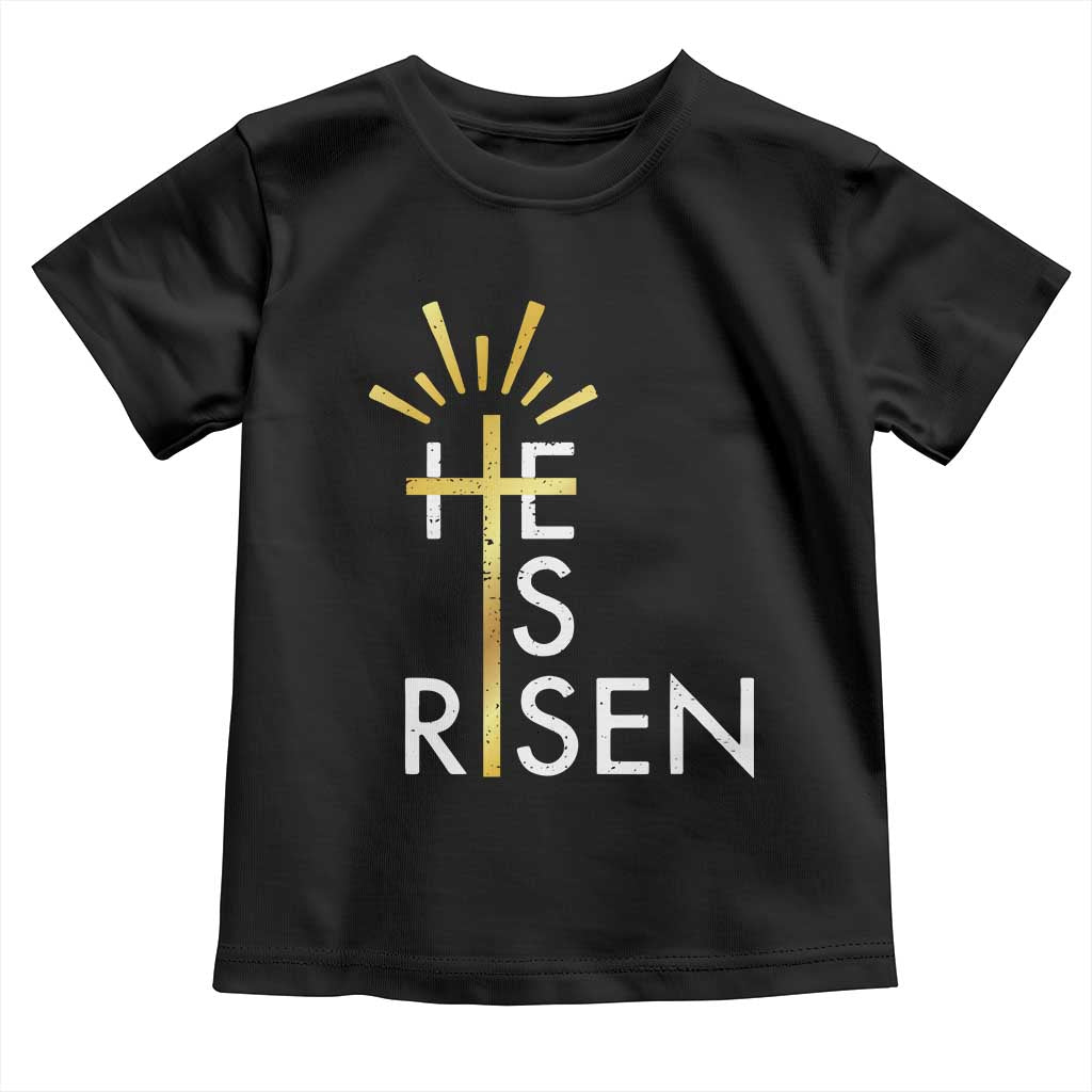 He Is Risen Toddler T Shirt Christian Easter Day Religious Bible Verse Cross