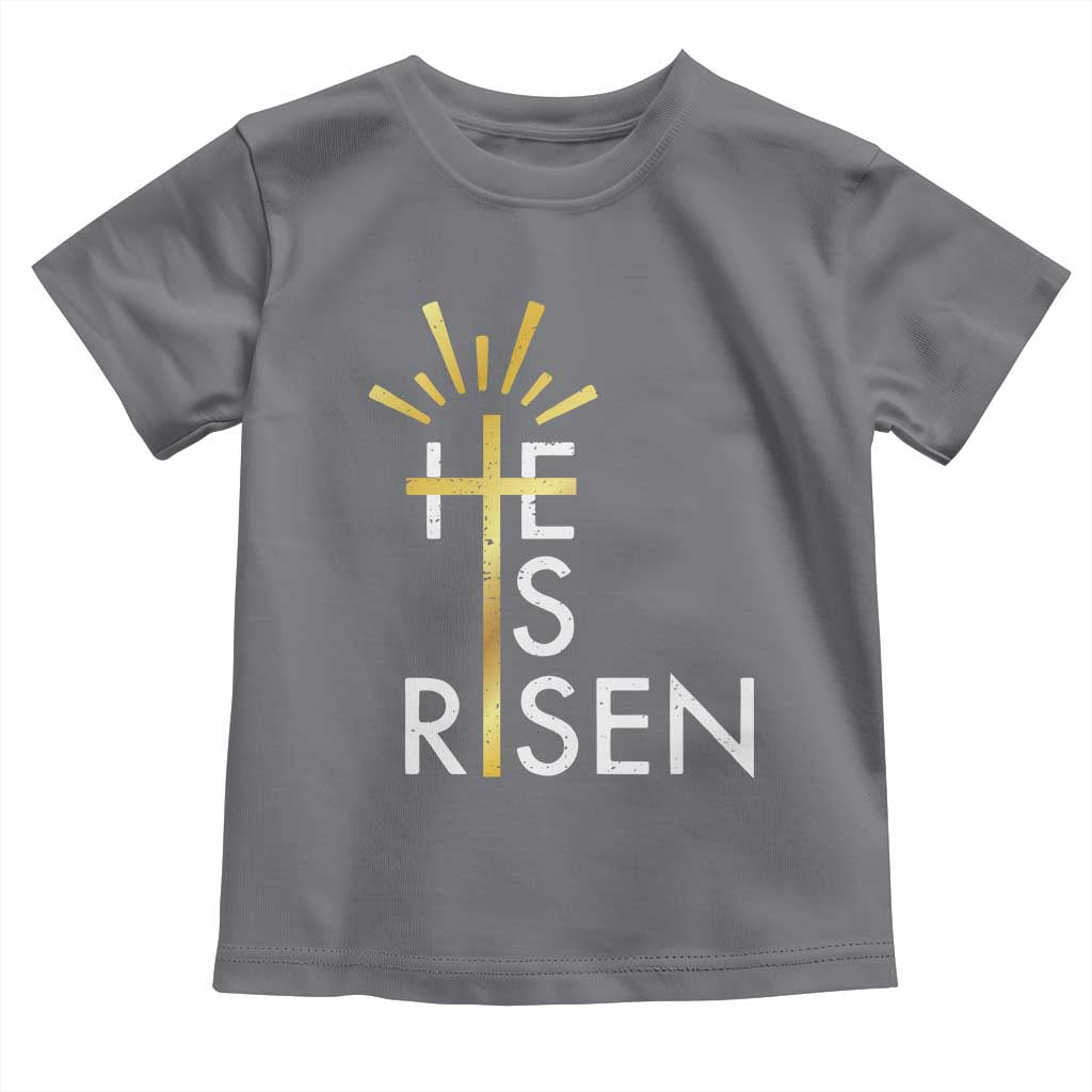 He Is Risen Toddler T Shirt Christian Easter Day Religious Bible Verse Cross
