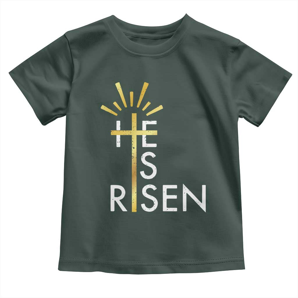 He Is Risen Toddler T Shirt Christian Easter Day Religious Bible Verse Cross