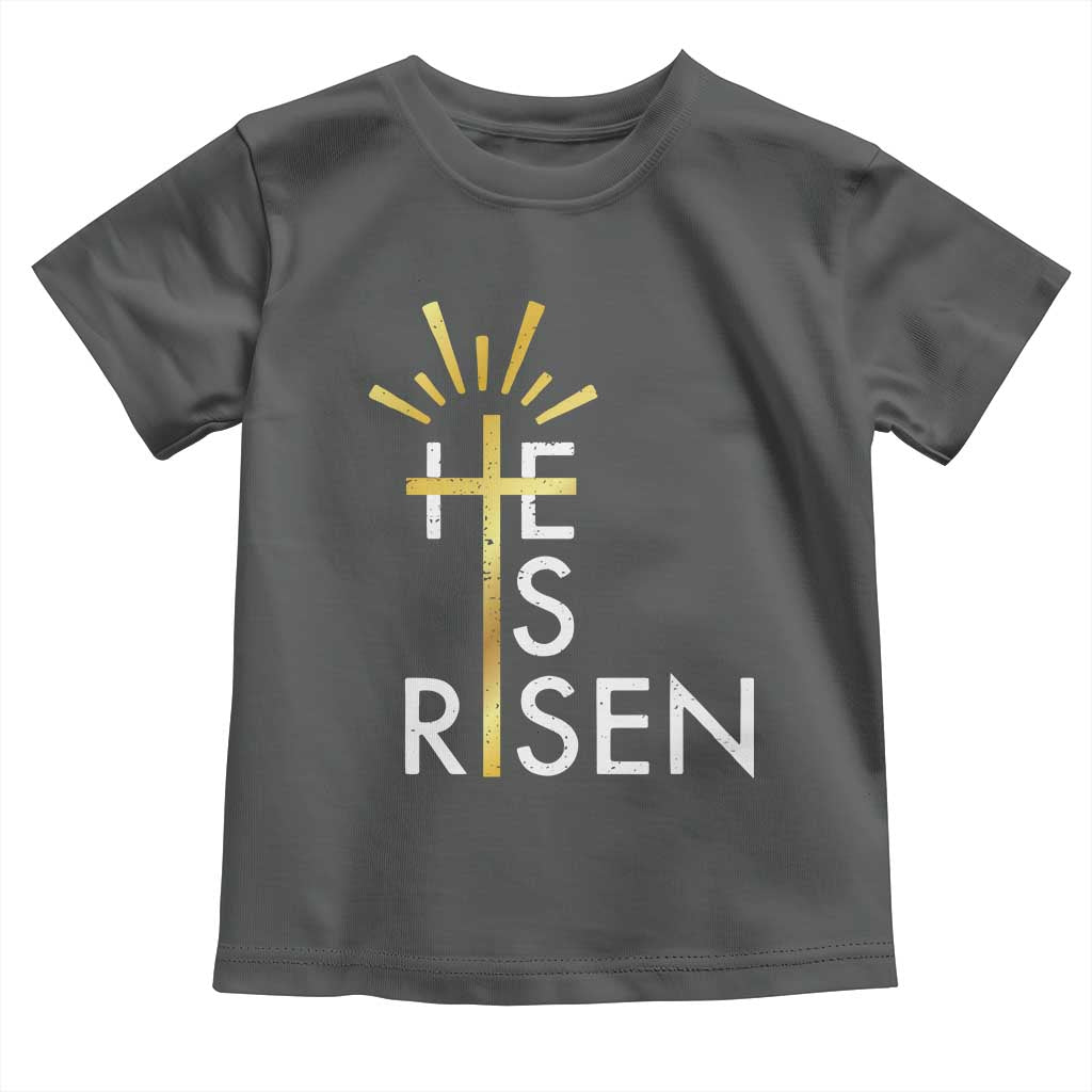 He Is Risen Toddler T Shirt Christian Easter Day Religious Bible Verse Cross