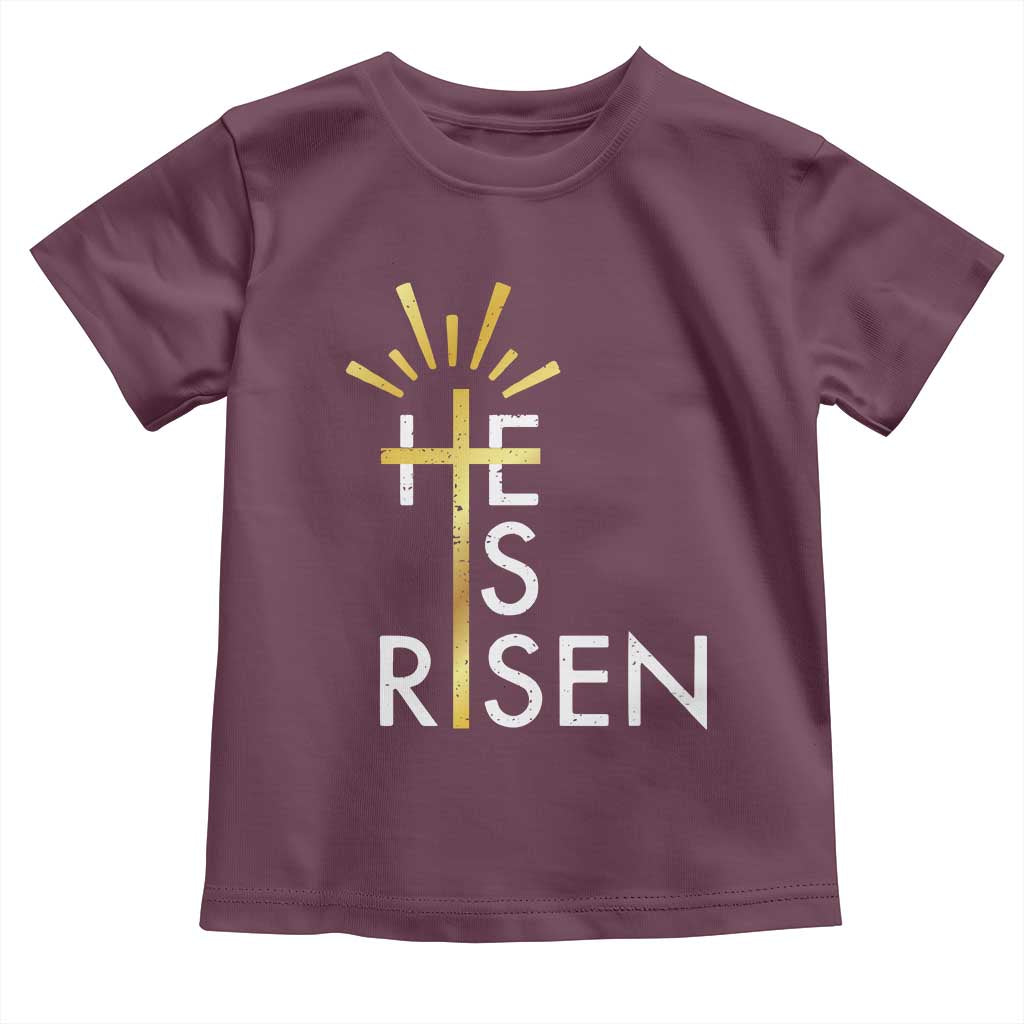 He Is Risen Toddler T Shirt Christian Easter Day Religious Bible Verse Cross