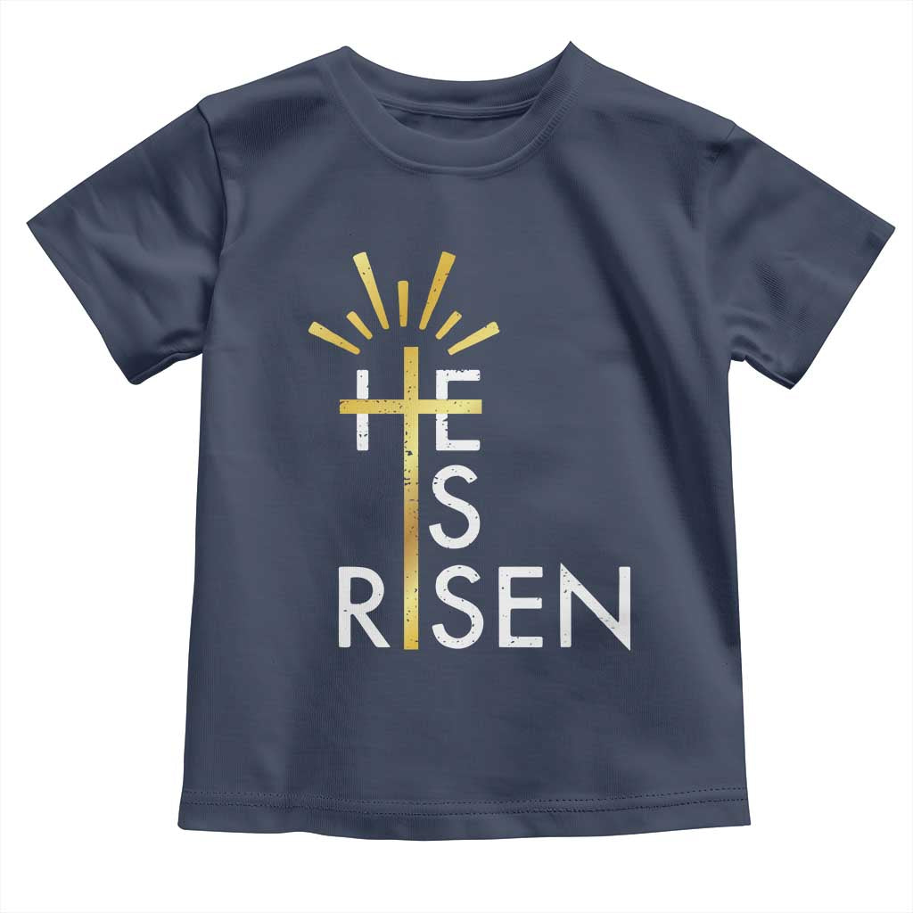 He Is Risen Toddler T Shirt Christian Easter Day Religious Bible Verse Cross