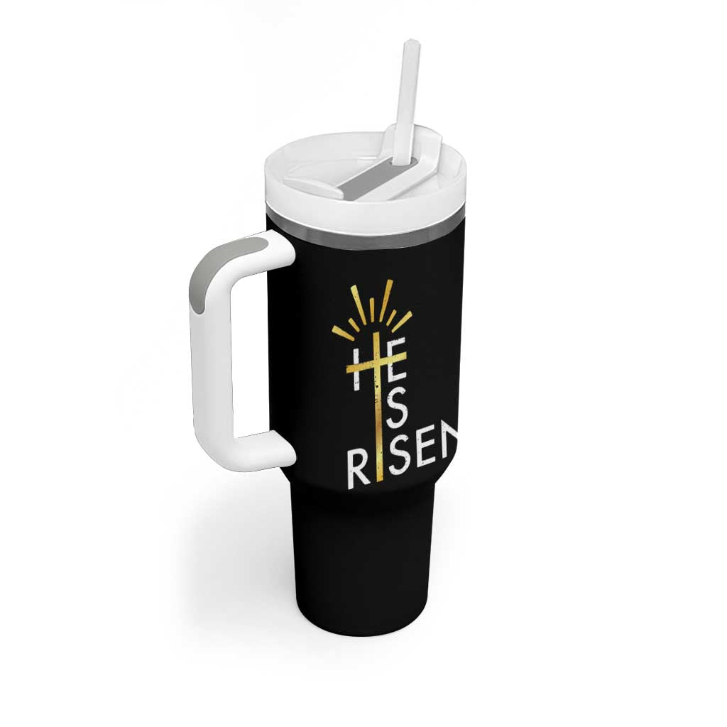 He Is Risen Tumbler With Handle Christian Easter Day Religious Bible Verse Cross