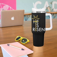 He Is Risen Tumbler With Handle Christian Easter Day Religious Bible Verse Cross