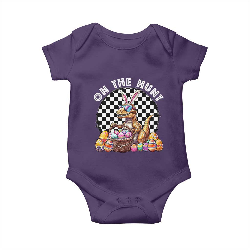 Funny Easter Day Dinosaur Bunny Baby Onesie On The Hunt Egg Hunting