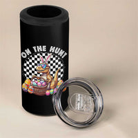 Funny Easter Day Dinosaur Bunny 4 in 1 Can Cooler Tumbler On The Hunt Egg Hunting