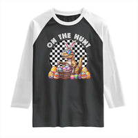 Funny Easter Day Dinosaur Bunny Raglan Shirt On The Hunt Egg Hunting