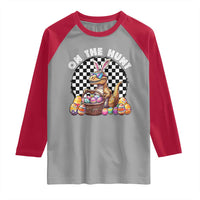 Funny Easter Day Dinosaur Bunny Raglan Shirt On The Hunt Egg Hunting