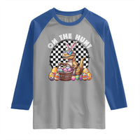Funny Easter Day Dinosaur Bunny Raglan Shirt On The Hunt Egg Hunting