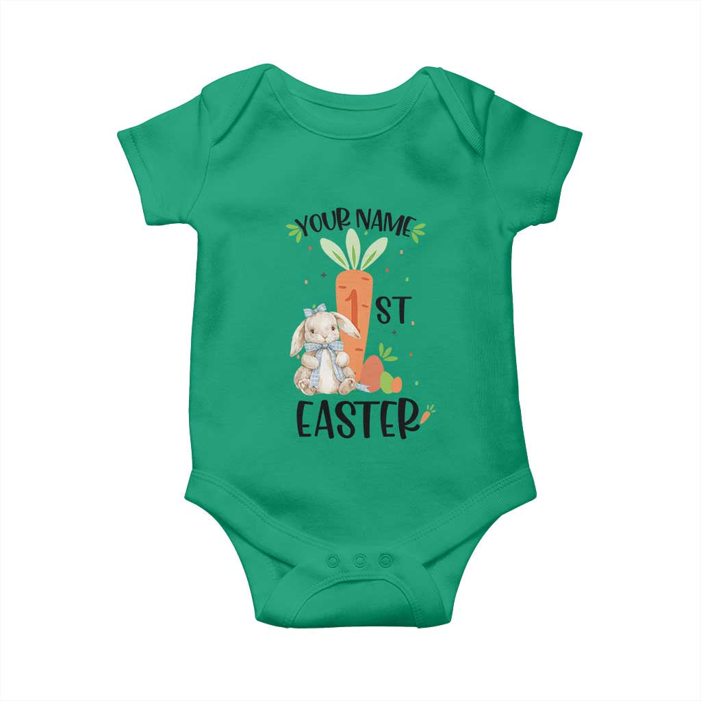Personalized Easter Day Baby Onesie Custom Text 1st Easter Cute Bunny Carrot