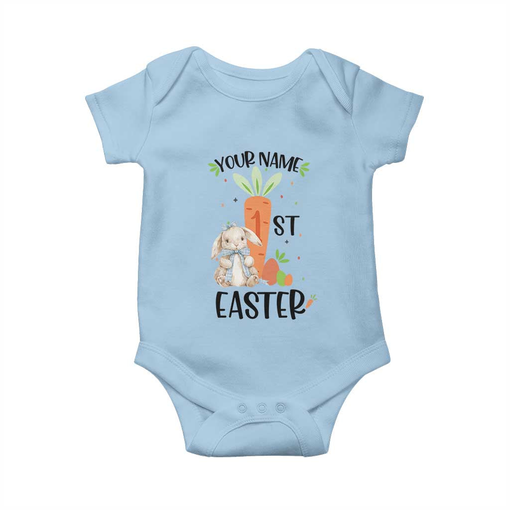 Personalized Easter Day Baby Onesie Custom Text 1st Easter Cute Bunny Carrot