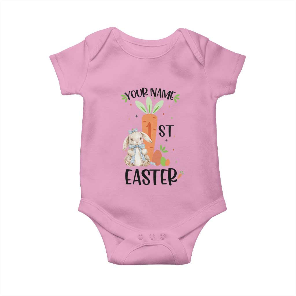 Personalized Easter Day Baby Onesie Custom Text 1st Easter Cute Bunny Carrot