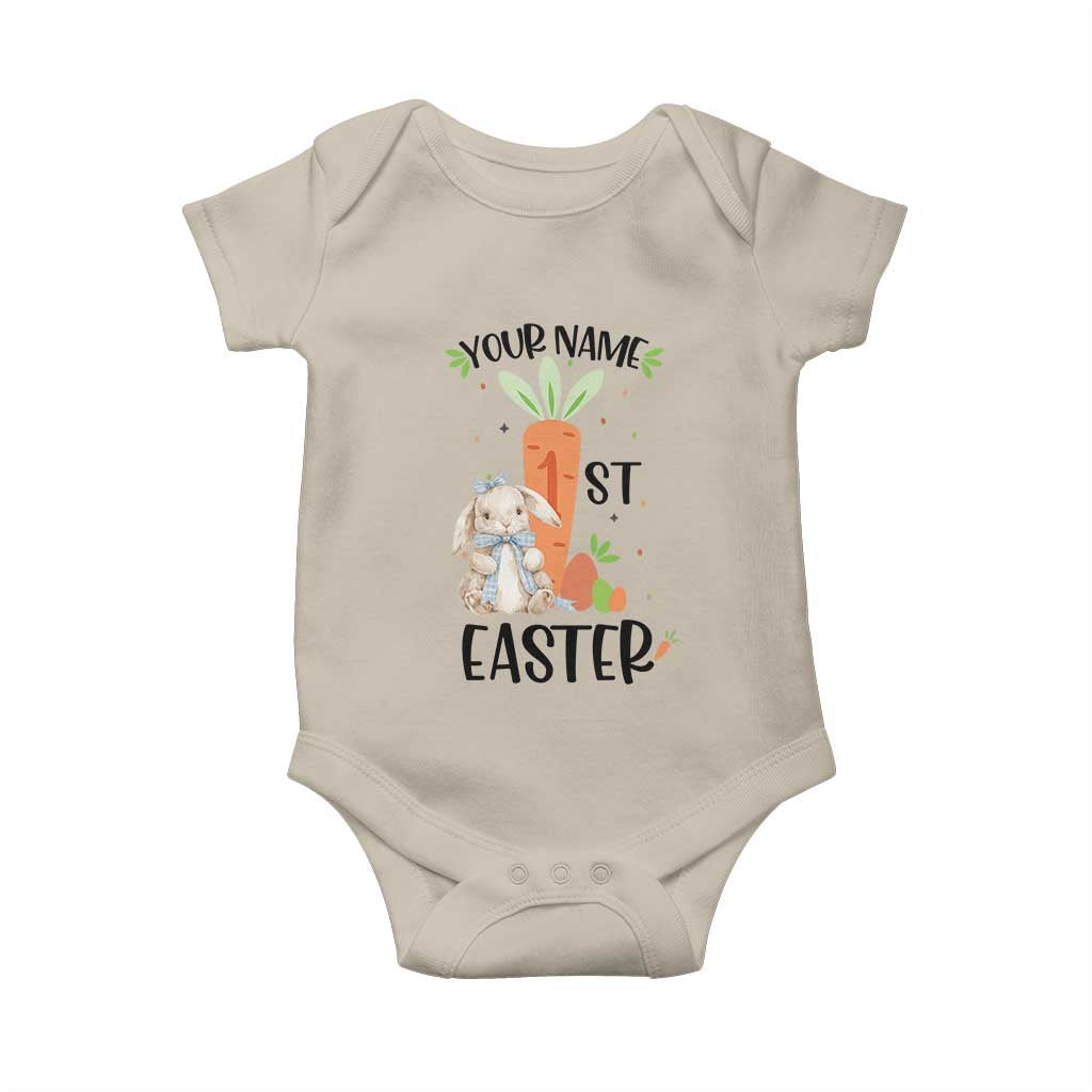 Personalized Easter Day Baby Onesie Custom Text 1st Easter Cute Bunny Carrot
