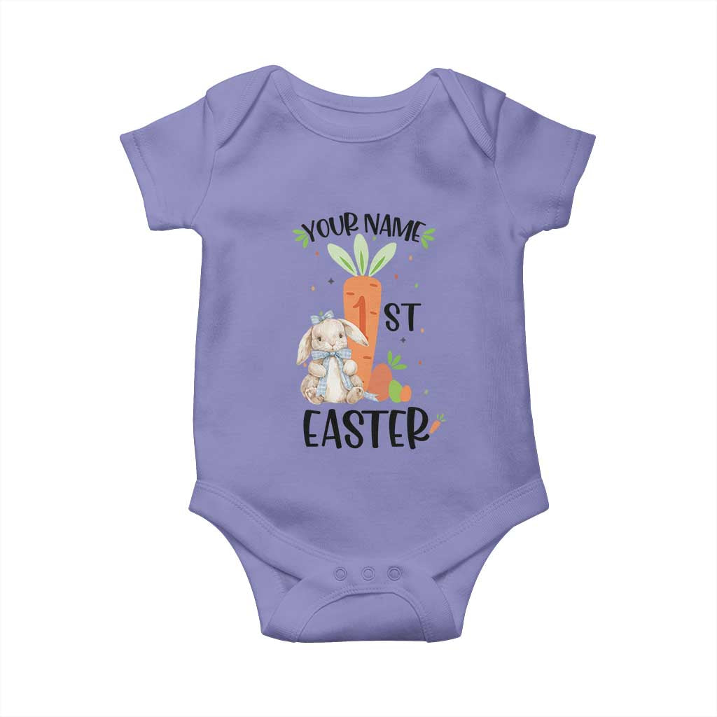 Personalized Easter Day Baby Onesie Custom Text 1st Easter Cute Bunny Carrot
