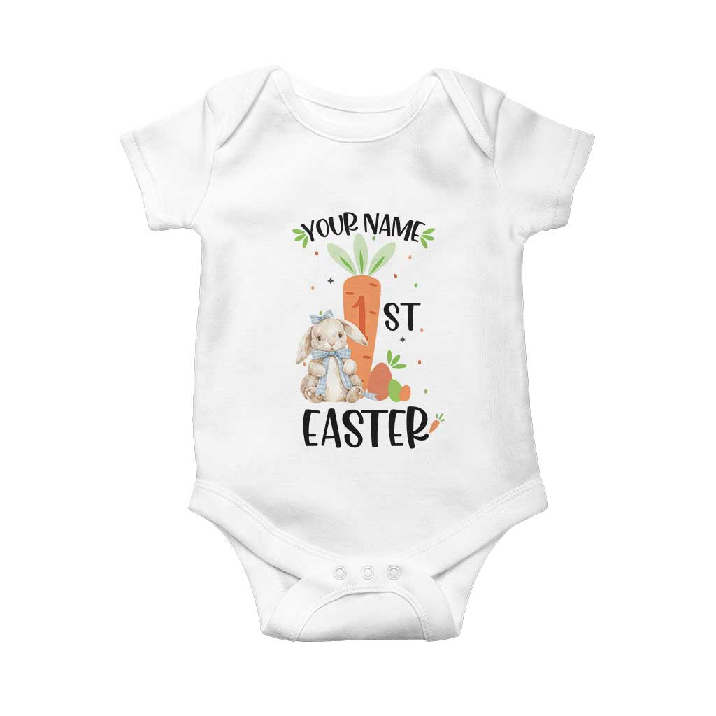 Personalized Easter Day Baby Onesie Custom Text 1st Easter Cute Bunny Carrot