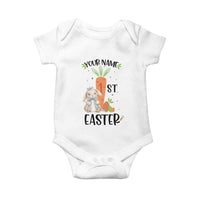 Personalized Easter Day Baby Onesie Custom Text 1st Easter Cute Bunny Carrot