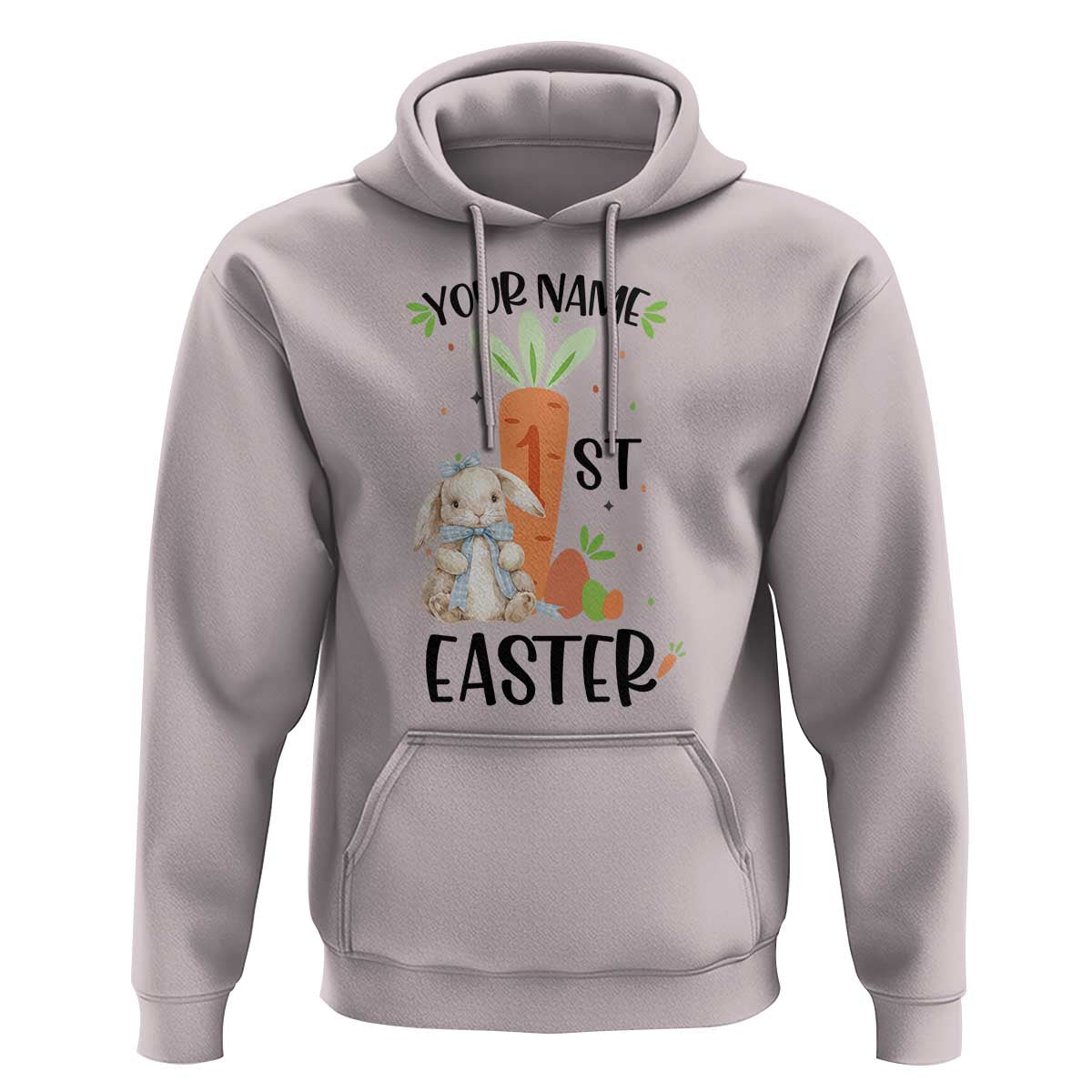 Personalized Easter Day Hoodie Custom Text 1st Easter Cute Bunny Carrot