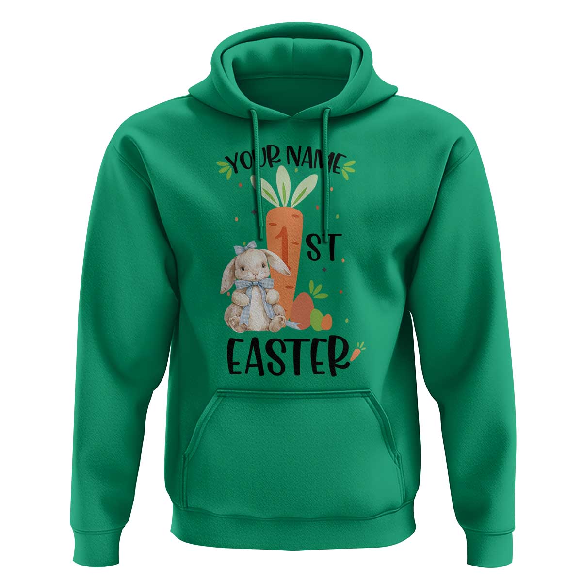 Personalized Easter Day Hoodie Custom Text 1st Easter Cute Bunny Carrot