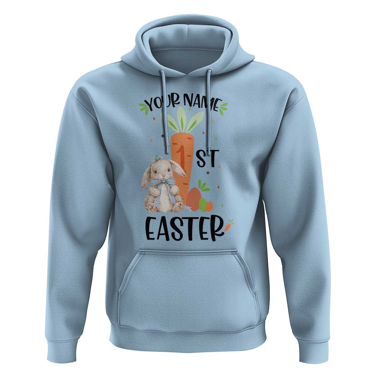 Personalized Easter Day Hoodie Custom Text 1st Easter Cute Bunny Carrot