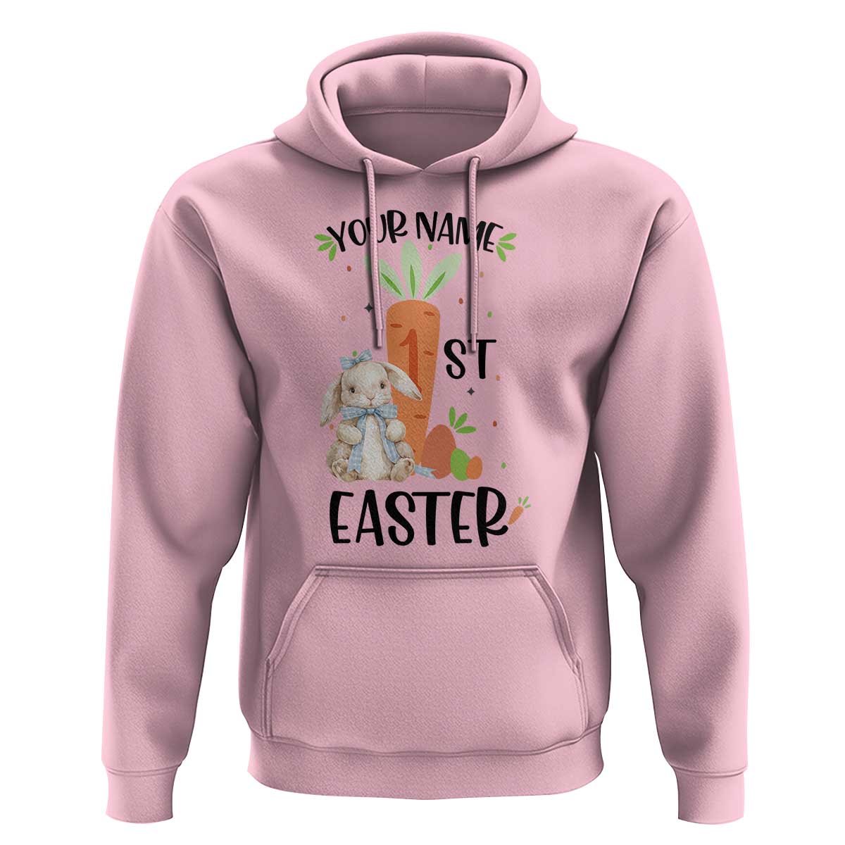 Personalized Easter Day Hoodie Custom Text 1st Easter Cute Bunny Carrot