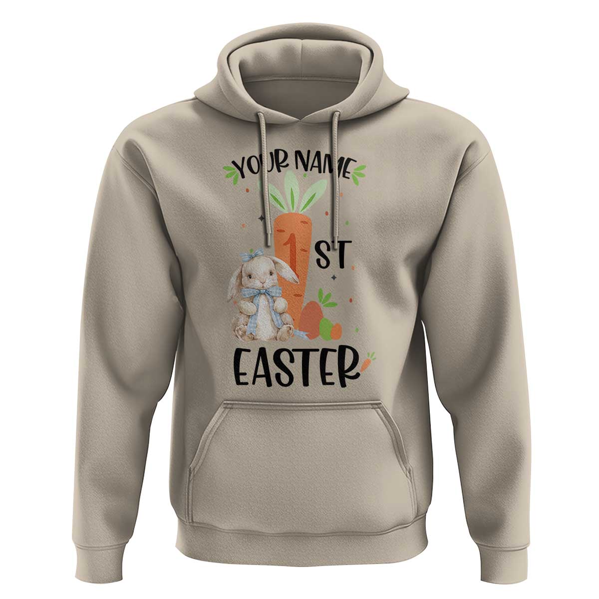 Personalized Easter Day Hoodie Custom Text 1st Easter Cute Bunny Carrot