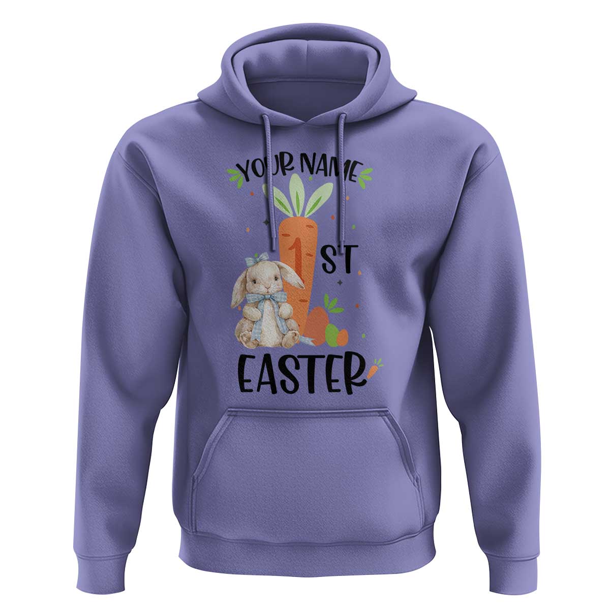 Personalized Easter Day Hoodie Custom Text 1st Easter Cute Bunny Carrot