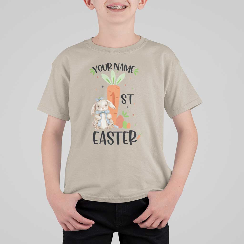 Personalized Easter Day T Shirt For Kid Custom Text 1st Easter Cute Bunny Carrot