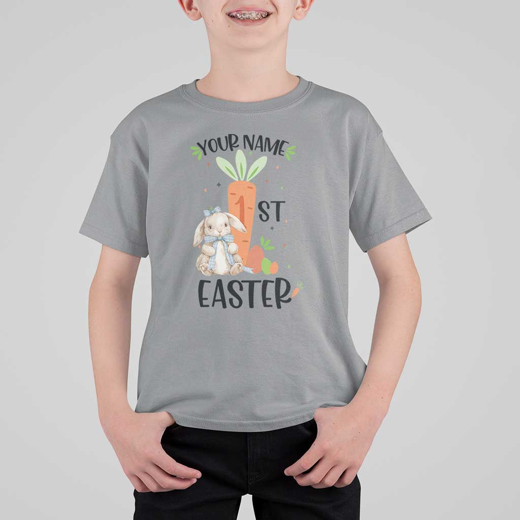 Personalized Easter Day T Shirt For Kid Custom Text 1st Easter Cute Bunny Carrot
