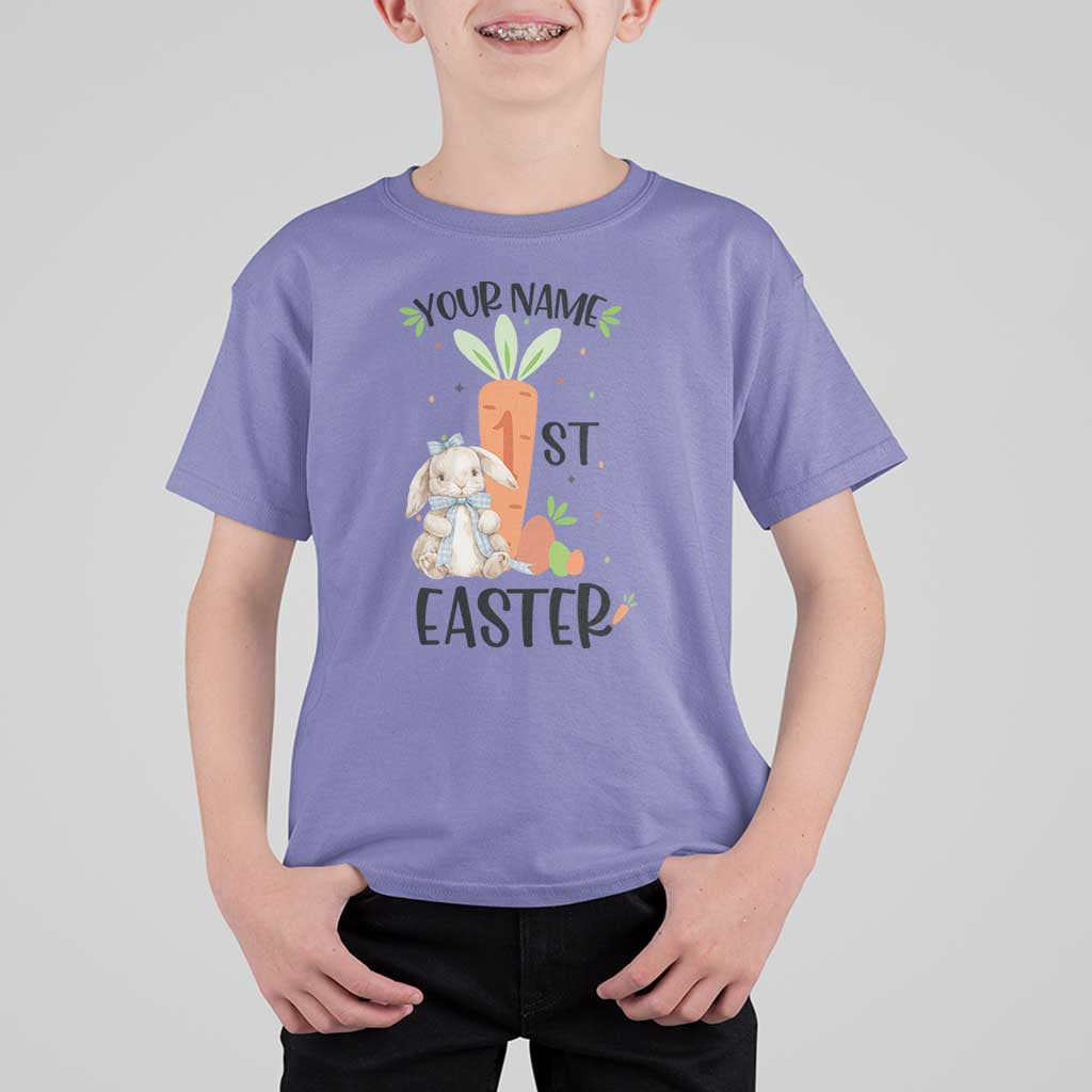 Personalized Easter Day T Shirt For Kid Custom Text 1st Easter Cute Bunny Carrot