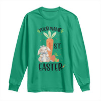 Personalized Easter Day Long Sleeve Shirt Custom Text 1st Easter Cute Bunny Carrot
