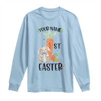 Personalized Easter Day Long Sleeve Shirt Custom Text 1st Easter Cute Bunny Carrot