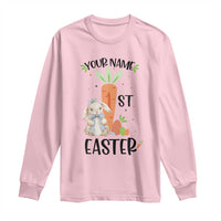 Personalized Easter Day Long Sleeve Shirt Custom Text 1st Easter Cute Bunny Carrot