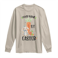 Personalized Easter Day Long Sleeve Shirt Custom Text 1st Easter Cute Bunny Carrot