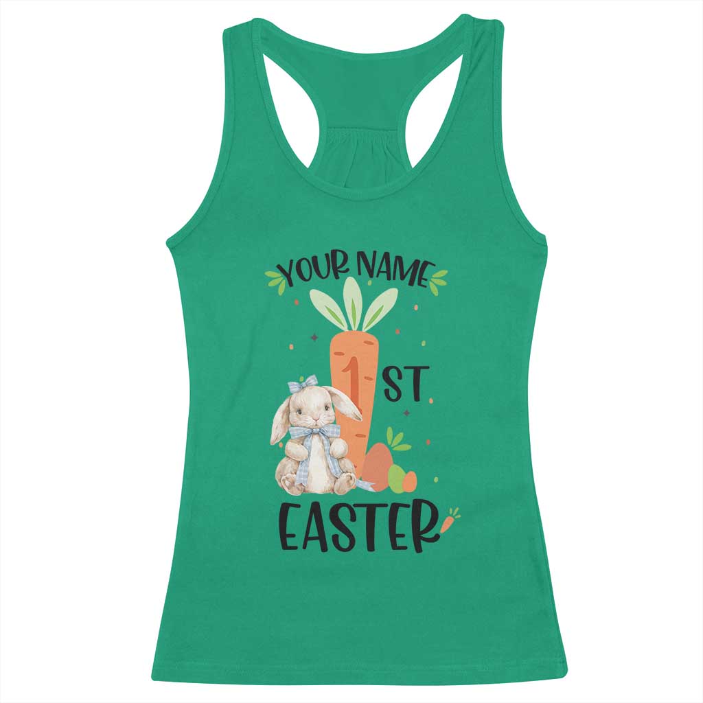 Personalized Easter Day Racerback Tank Top Custom Text 1st Easter Cute Bunny Carrot