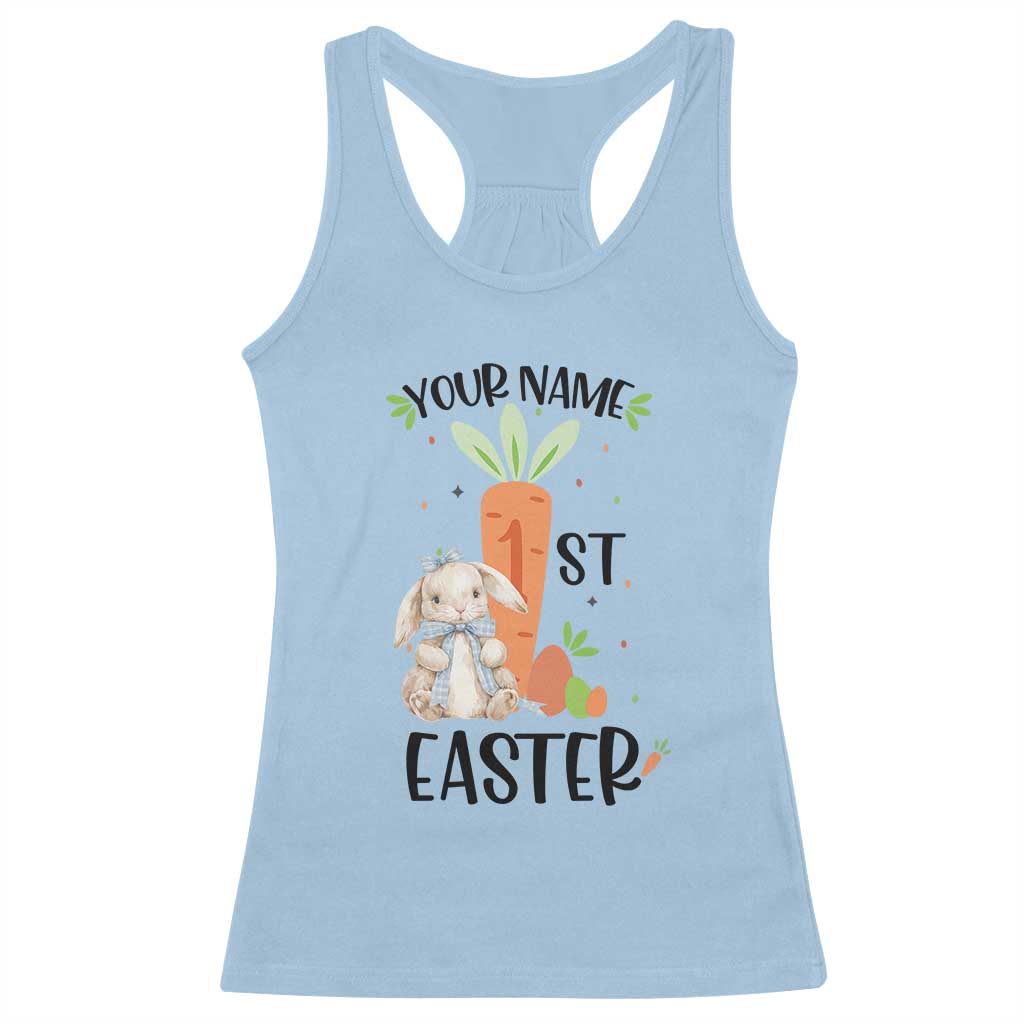 Personalized Easter Day Racerback Tank Top Custom Text 1st Easter Cute Bunny Carrot