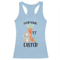 Personalized Easter Day Racerback Tank Top Custom Text 1st Easter Cute Bunny Carrot