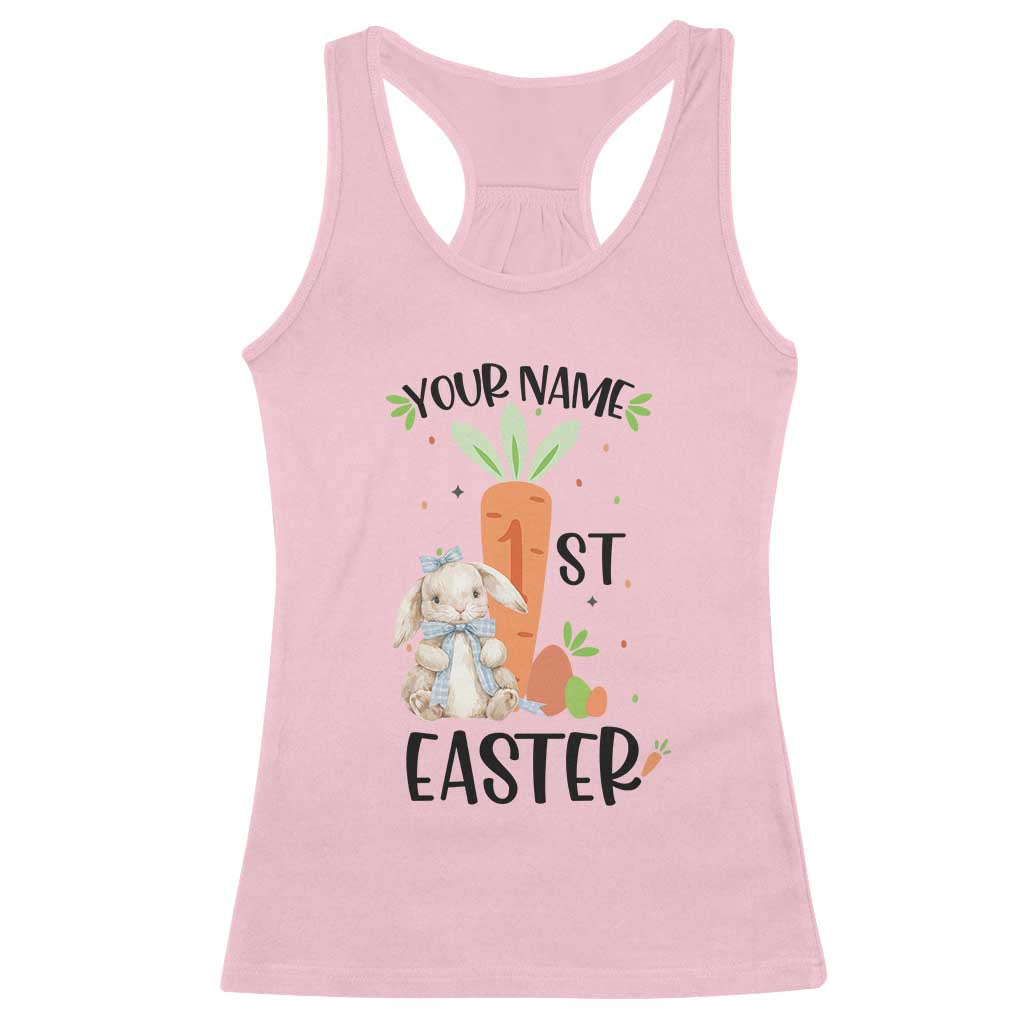 Personalized Easter Day Racerback Tank Top Custom Text 1st Easter Cute Bunny Carrot