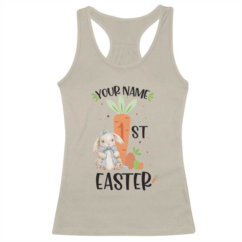 Personalized Easter Day Racerback Tank Top Custom Text 1st Easter Cute Bunny Carrot