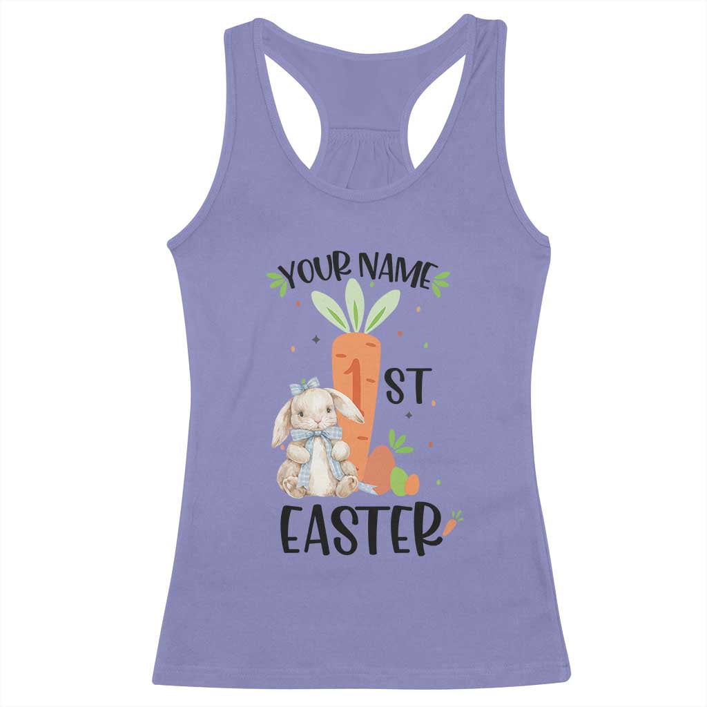 Personalized Easter Day Racerback Tank Top Custom Text 1st Easter Cute Bunny Carrot