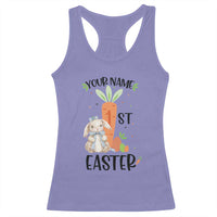 Personalized Easter Day Racerback Tank Top Custom Text 1st Easter Cute Bunny Carrot