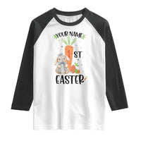 Personalized Easter Day Raglan Shirt Custom Text 1st Easter Cute Bunny Carrot