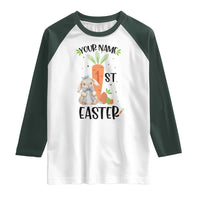 Personalized Easter Day Raglan Shirt Custom Text 1st Easter Cute Bunny Carrot