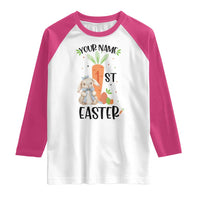 Personalized Easter Day Raglan Shirt Custom Text 1st Easter Cute Bunny Carrot
