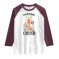 Personalized Easter Day Raglan Shirt Custom Text 1st Easter Cute Bunny Carrot